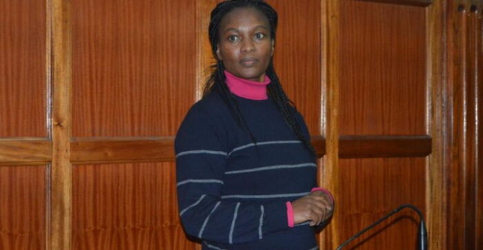 Sarah Wairimu in court. She claimed that Gabrielle, her husband's sister had no authority to bury his body