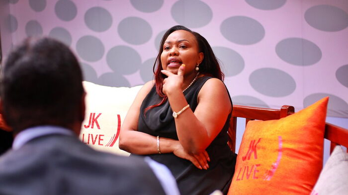 Millicent Omanga on JKLive. She defended her party and her nominated position