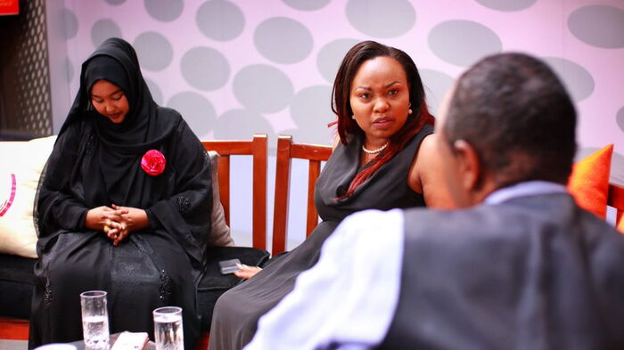 An angry Millicent Omanga whose tempers flared after Wajir Woman Representative Fatuma Gedi tore into her. Omanga also demanded an apology from Jeff Koinange