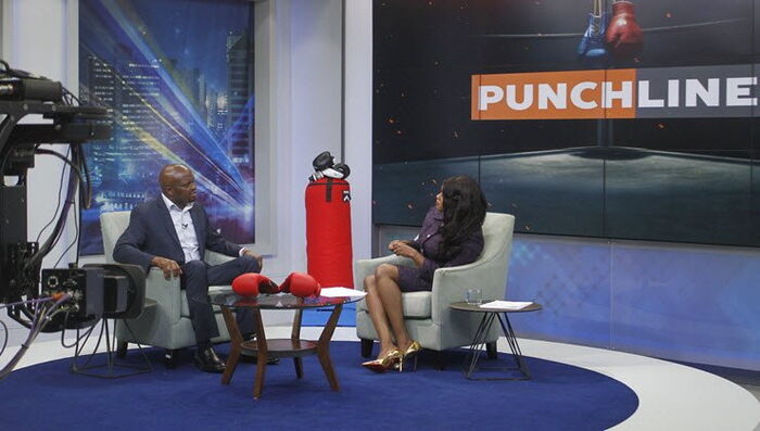 Gatundu South MP Moses Kuria with show host Anne Kiguta on the set.