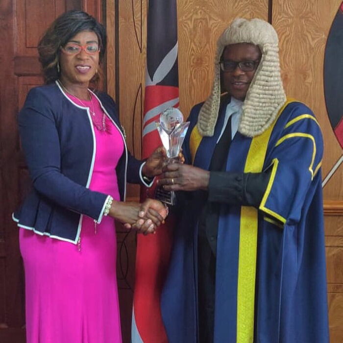 Senator Naomi Shiyonga when she presented her award to Senate speaker Kenneth Lusaka on Tuesday, October 22. The speaker of Senate recognized her under standing order No. 47(1) as the recipient of the 2019 Global Empowerment Award.