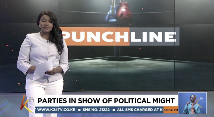 News Anchor Anne Kiguta reads news during her K24 TV's Punchline Show on Sunday, November 3, 2019.