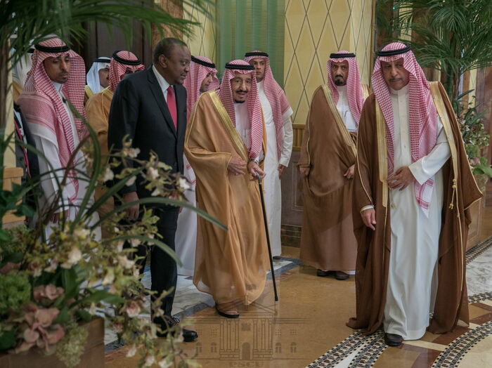 President Uhuru Kenyatta with some of Saudi Arabian leaders on Wednesday, October 30, 2019.