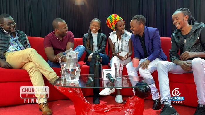 Churchill, MC Jessy, Shiks Kapienga, Mbusi and Sleepy David crack jokes during Churchill Raw's final episode on Thursday, October 31