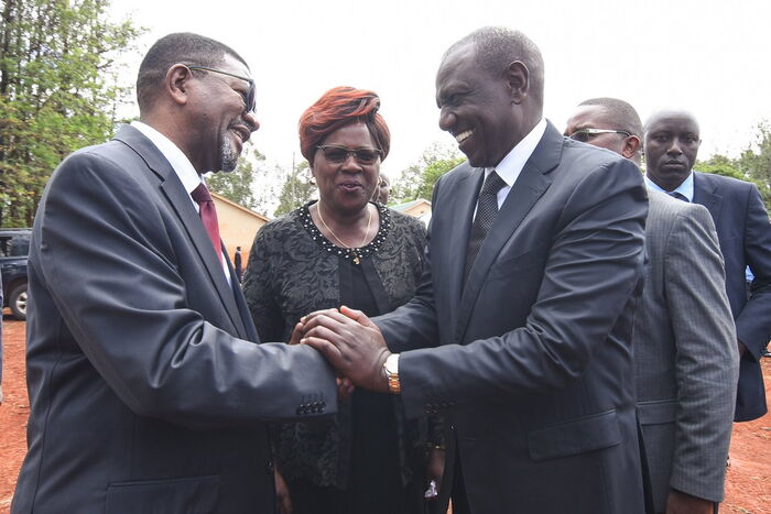 Deputy President Willia Ruto and Kikuyu MP Alice Wahome during the burial of the late Gibson on Wednesday, November 20.