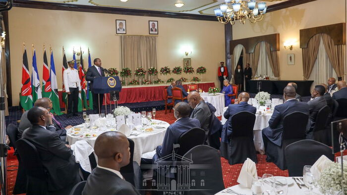 President Kenyatta speaks during a State Banquet in honour of Lesotho PM on Monday, November 11 at State House, Nairobi