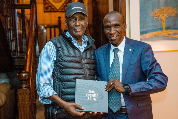 Marathoner Eliud Kipchoge and Billionaire Chris Kirubi at his home on Tuesday, December 3, 20919