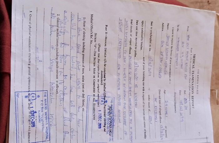 the Medical Documents shared by Njoroge after he was treated for the assault