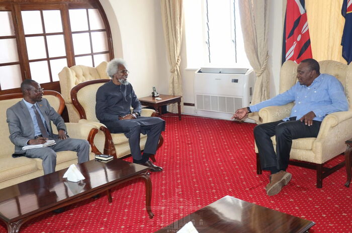 President Boubacar Keïta of Mali holds a meeting with  President Uhuru Kenyatta at State House Mombasa on January 10