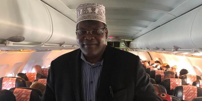 Lawyer Miguna Miguna in a plane heading to Nairobi on Tuesday, January 7, 2020.