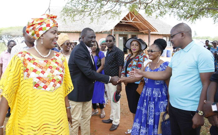 Deputy President William Ruto greets local leaders in Taiyta Taveta