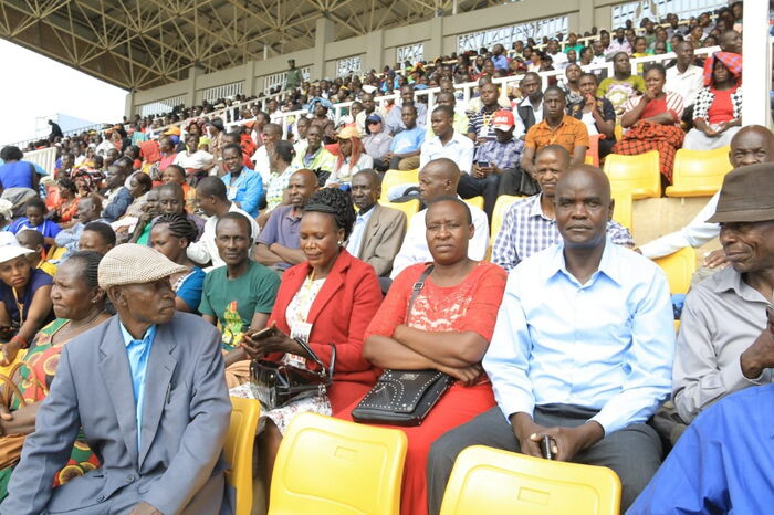 Kenyans seated at Bukhungu Stadium ahead of Raila Odinga's BBI meeting in Kakamega