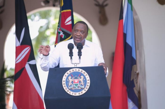 President Uhuru Kenyatta addresses the nation from State House, Mombasa on Tuesday, January 14. He fired Mwangi Kiunjuri from the Agriculture docket while DP Ruto was allegedly on a trip to Sudan