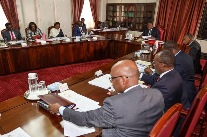 President Uhuru Kenyatta and Cabinet Secretaries during a meeting at State House, Nairobi, on January 30, 2020.