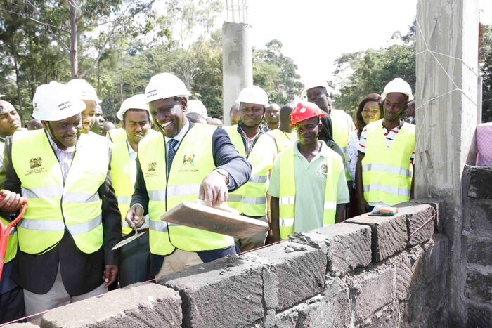 During the groundbreaking and the laying of the foundation stone for the construction of the Lang’ata Technical and Vocational Training, Lang’ata, Nairobi County on Friday, January 31