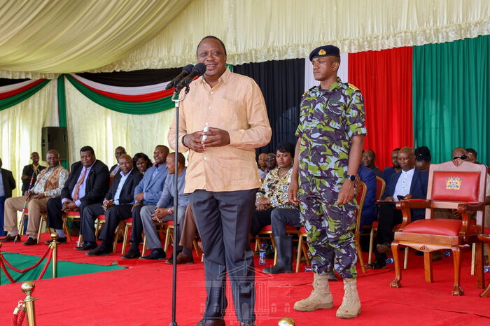 President Uhuru Kenyatta addresses resident of Mwea, Kirinyaga on Saturday, February 1, 2020.