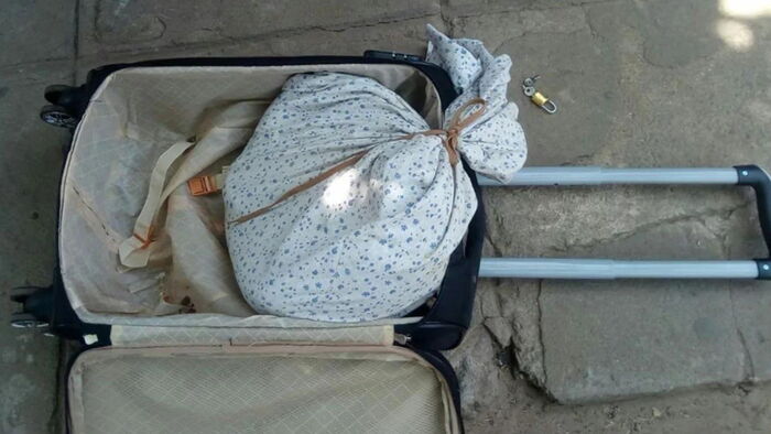 The suitcase that carried the python hidden by a man trying to cross the Likoni Ferry Channel