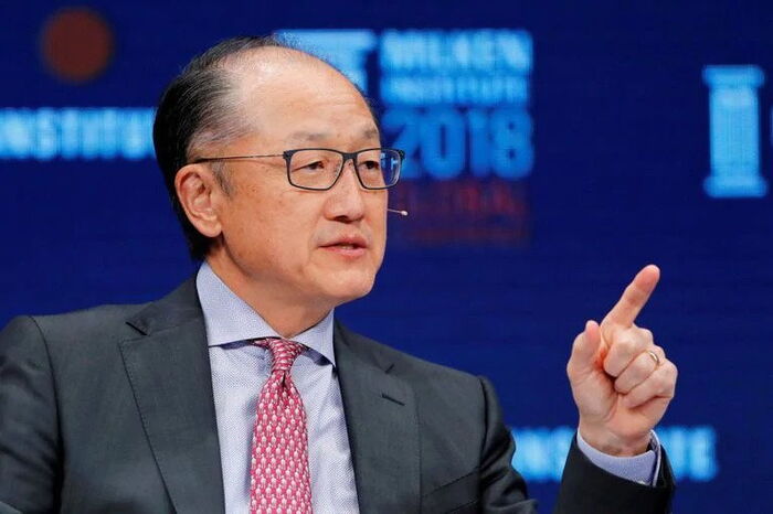 im Yong Kim, president of the World Bank, speaks May 1 at the Milken Institute Global Conference in Beverly Hills, California.