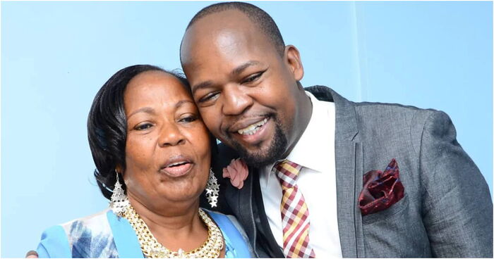 Alex Mwakideu and his mother
