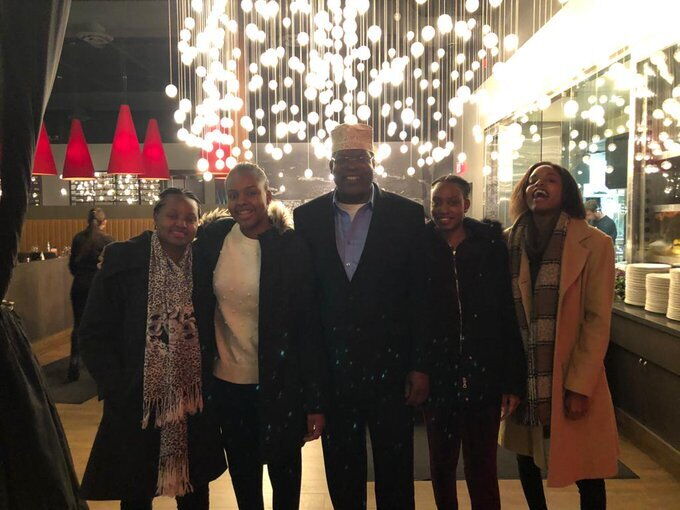 Miguna Miguna, his wife Jane Miguna (second left) and daughters while they celebrated their 20th anniversary on Thursday, February 13, 2020.