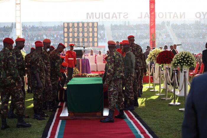 Military prepares the catafalque for Daniel arap Moi's casket PHOTO|SIMON KIRAGU|KENYANS.CO.KE