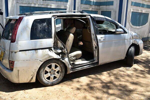 The vehicle that plunged into the Indian ocean killing Mariam Kighenda and her daughter.