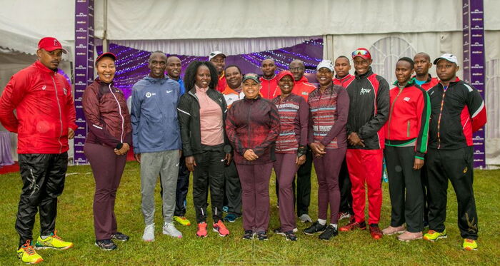 First Lady Margaret Kenyatta (Middle), to her right Grace and Eliud Kipchoge.