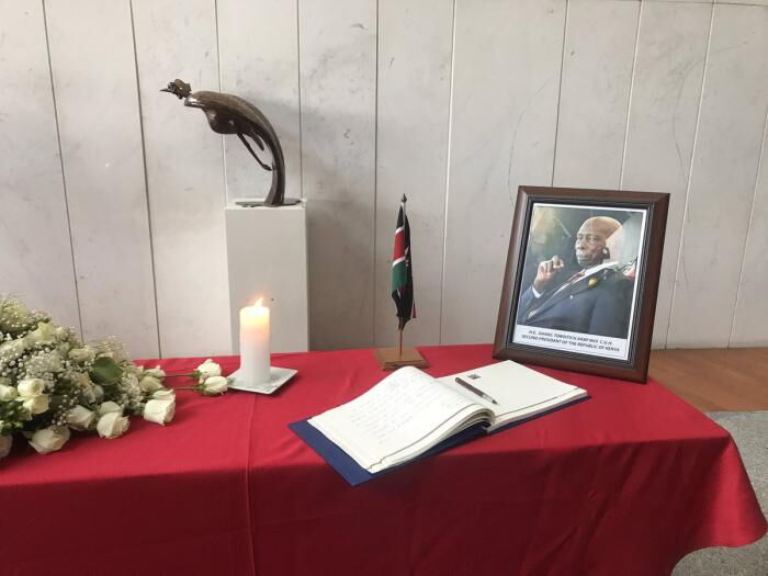 Former President Daniel arap Moi's special desk at the African Union Summit in Addis Ababa on February 9, 2020