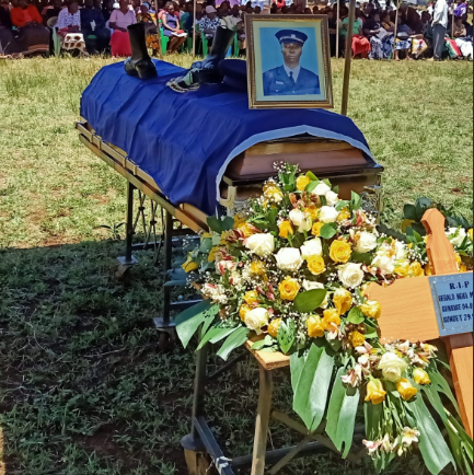 The burial of Constable Gerald Ngige Mwai who committed suicide. He was Interior Ps's Karanja Kibicho's nephew.