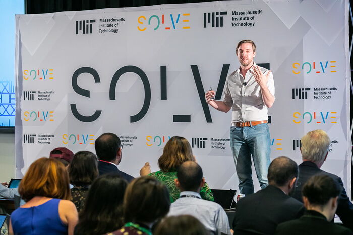 Adam Grunewald talks about Lynk during the Work of the Future session at Solve Challenge Finals, on September 23, 2018