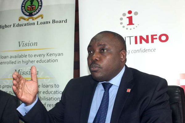 Higher Education Loans Board chief executive officer Charles Ringera speaks during the launch of a partnership with the Credit Reference Bureau in Nairobi on February 4, 2016.