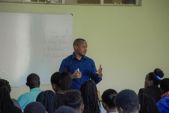 Holy Dave pictured during one of his university lectures. On Thursday, January 16, he stated that he rejected a marriage proposal