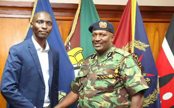 IG Mutyambai after meeting Asbel Kiprop on April 30, 2019. 