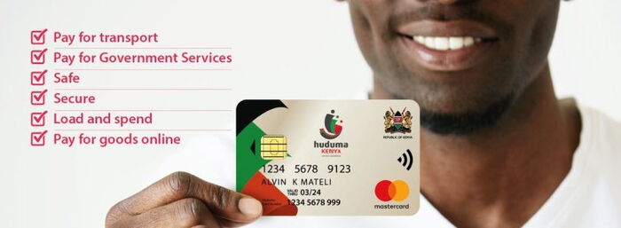 A model posing with the Huduma Card. The government had stated that the card would enable Kenyans to access all government services using the card.