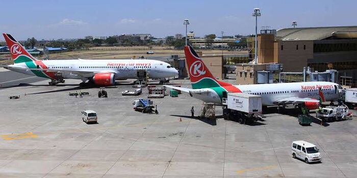 Kenya Airways planes pictured at the Jomo Kenyatta International Airport