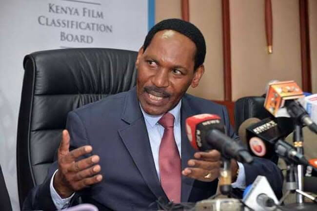 KFCB CEO Ezekiel Mutua addressing a past press conference at KFCB offices in Nairobi