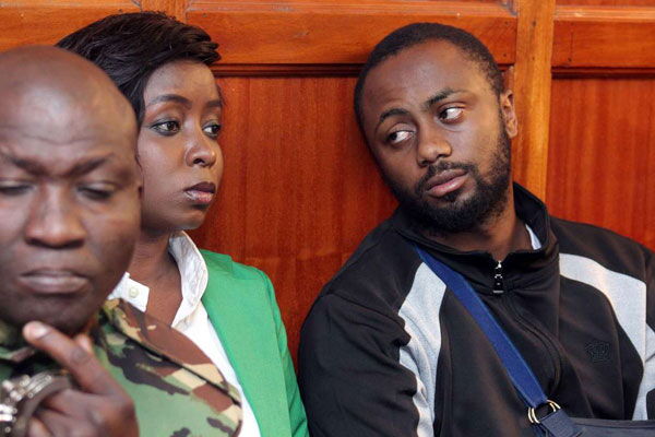 Jacque Maribe (left) and Joseph Irungu at the Milimani Law Courts on Monday, October 15, 2018