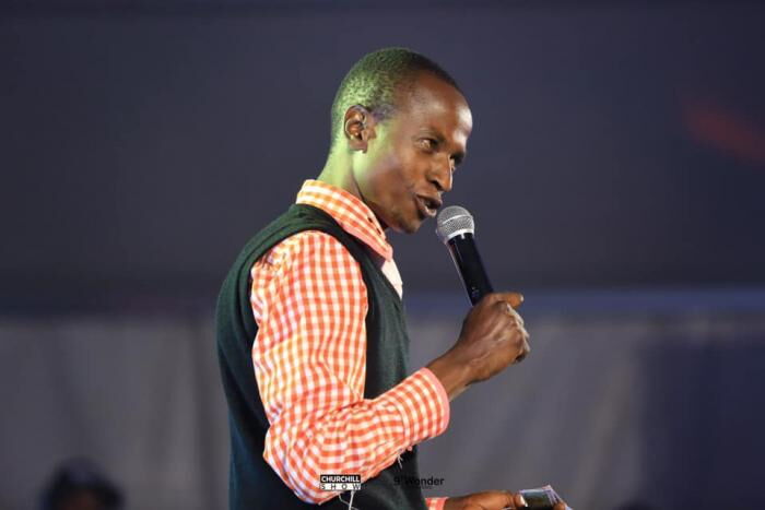 Njenga Mswahili performing on Churchill Show on May 16, 2019.