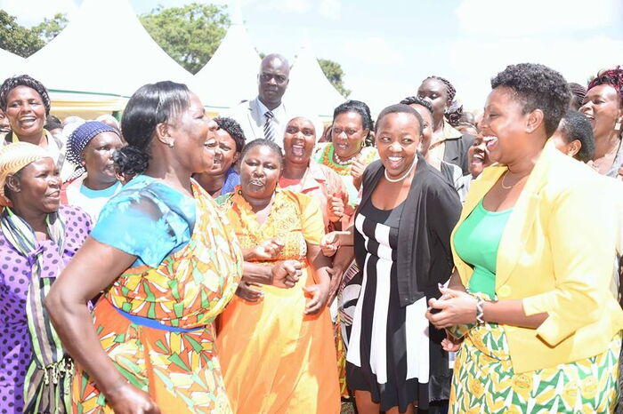 Rachel Ruto joining members of the Joyful Women Organization (JoyWo) in a jig.