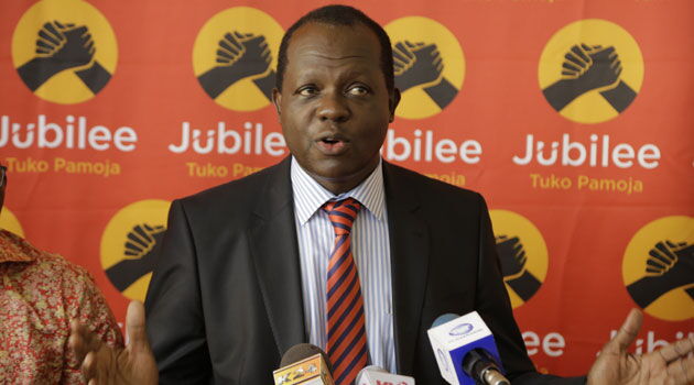 Jubilee party secretary-general Raphael Tuju speaking at a past press conference