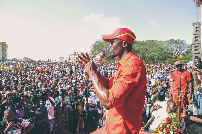 Jubilee Party's McDonald Mariga speaking to the residents of Kibra on September 29, 2019