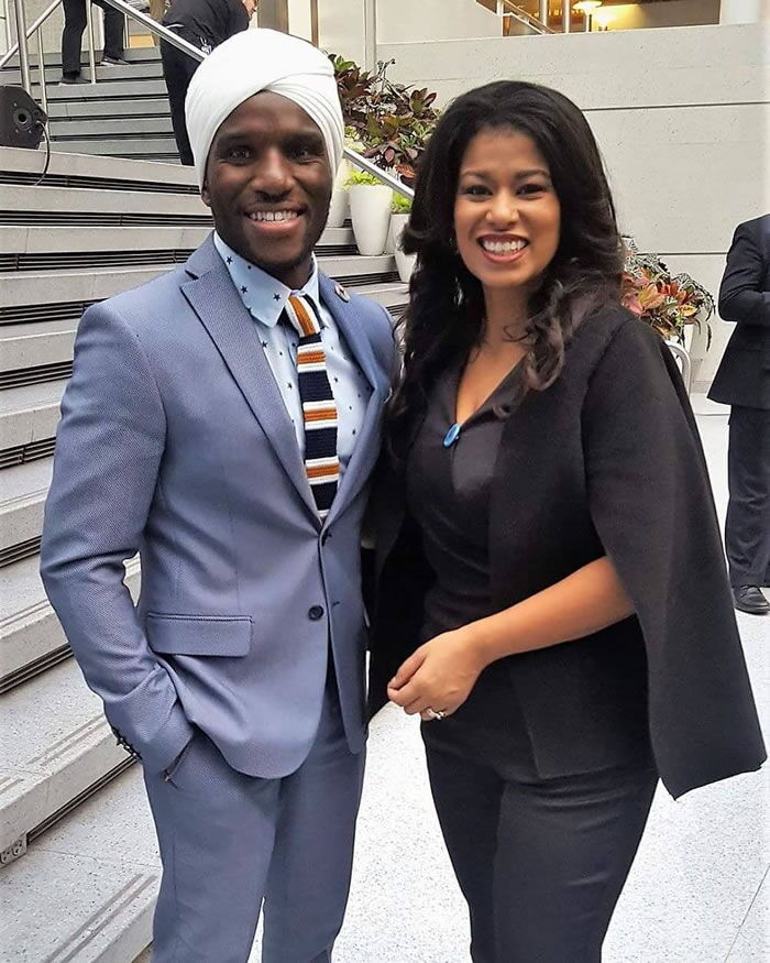 David Wachira poses with media personality Julie Gichuru in 2017 at the World Bank headquarters.