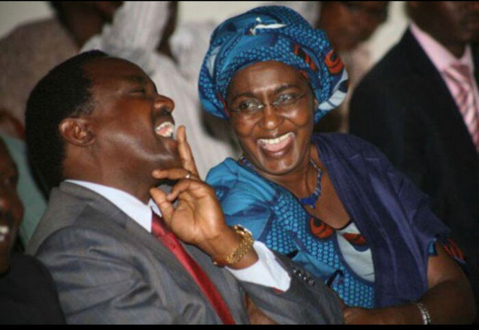 Wiper leader Kalonzo Musyoka shares a light moment with Pauline Musyoka at a past event.