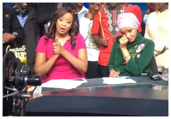 Lulu Hassan and Kanze Dena during their final bulletin together in June 10 2018. The two geot emotional on live TV as they bid each other goodbye.