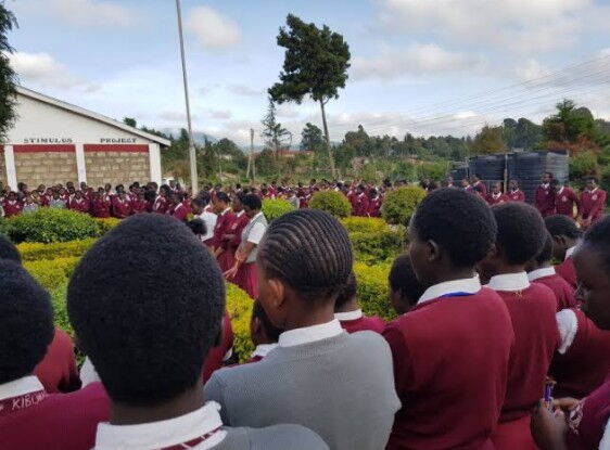 File image of Moi Girls School Kapsawor students during a school assembly session