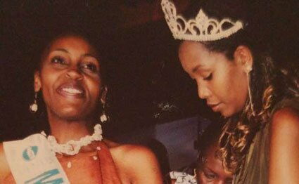 An album photo of Caroline Karugu (Left) during the Miss Tourism Kenya pageant in Nairobi in 2002.