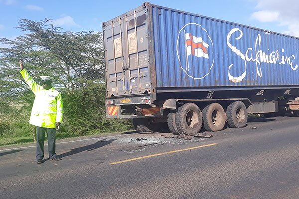 A police officer at the scene of morning crash that claimed a School Principal's life on on November 4, 2019. 