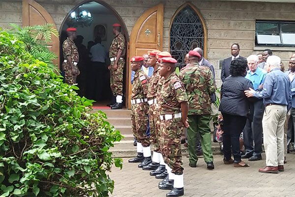 Kenya Defence Forces (KDF) soldiers at the Lee funeral Home on February 4, 2020 where the body of former President Daniel arap Moi is being preserved