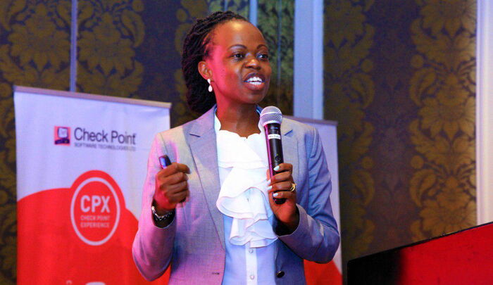 Kendi Ntwiga Nderitu - new Microsoft Country Lead Kenya, speaking at a Check Point forum.
