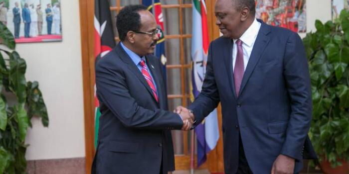 Somali President Mohamed Farmajo when he met Kenya's President Uhuru Kenyatta at Statehouse on September 25, 2019. Photo: File